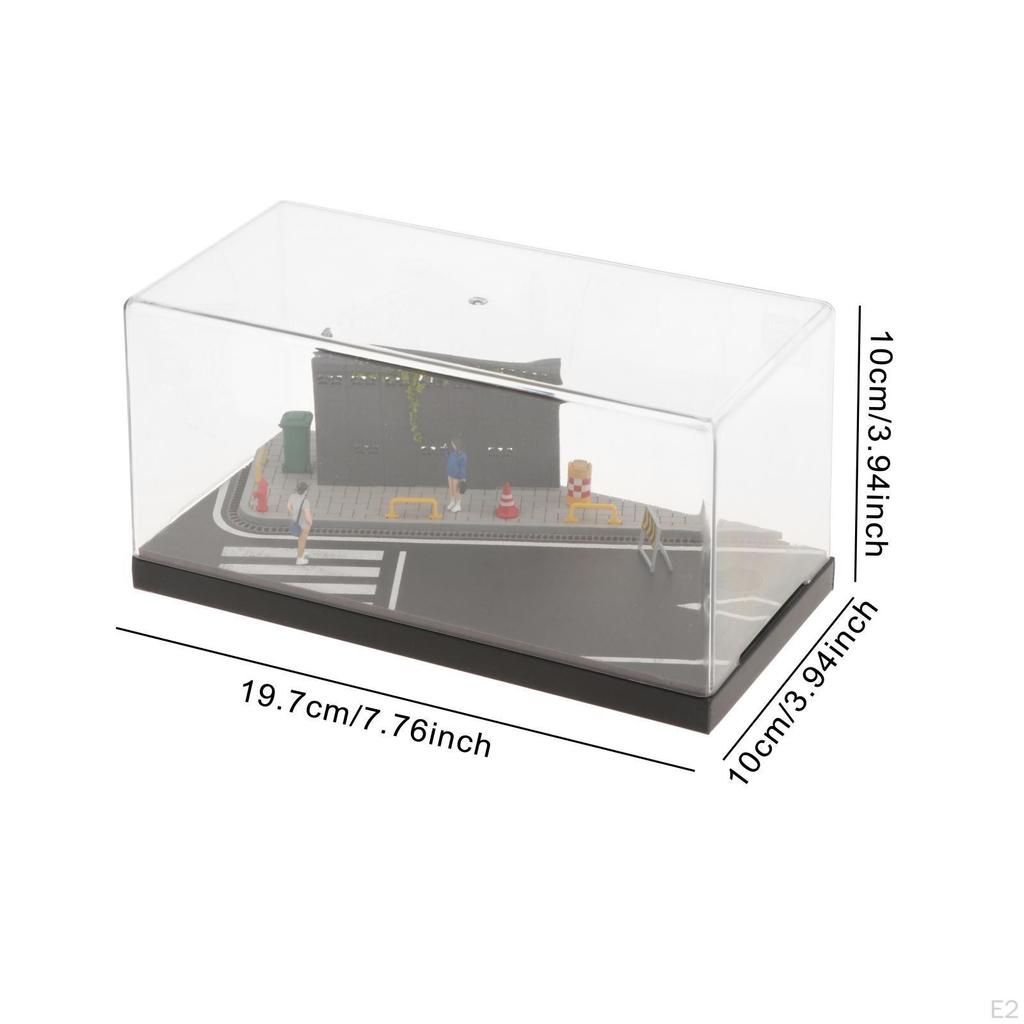 1/64 Diecast Auto Vitrine Miniatur Straßenszene Sammlung Ornament Straßenecke Diorama