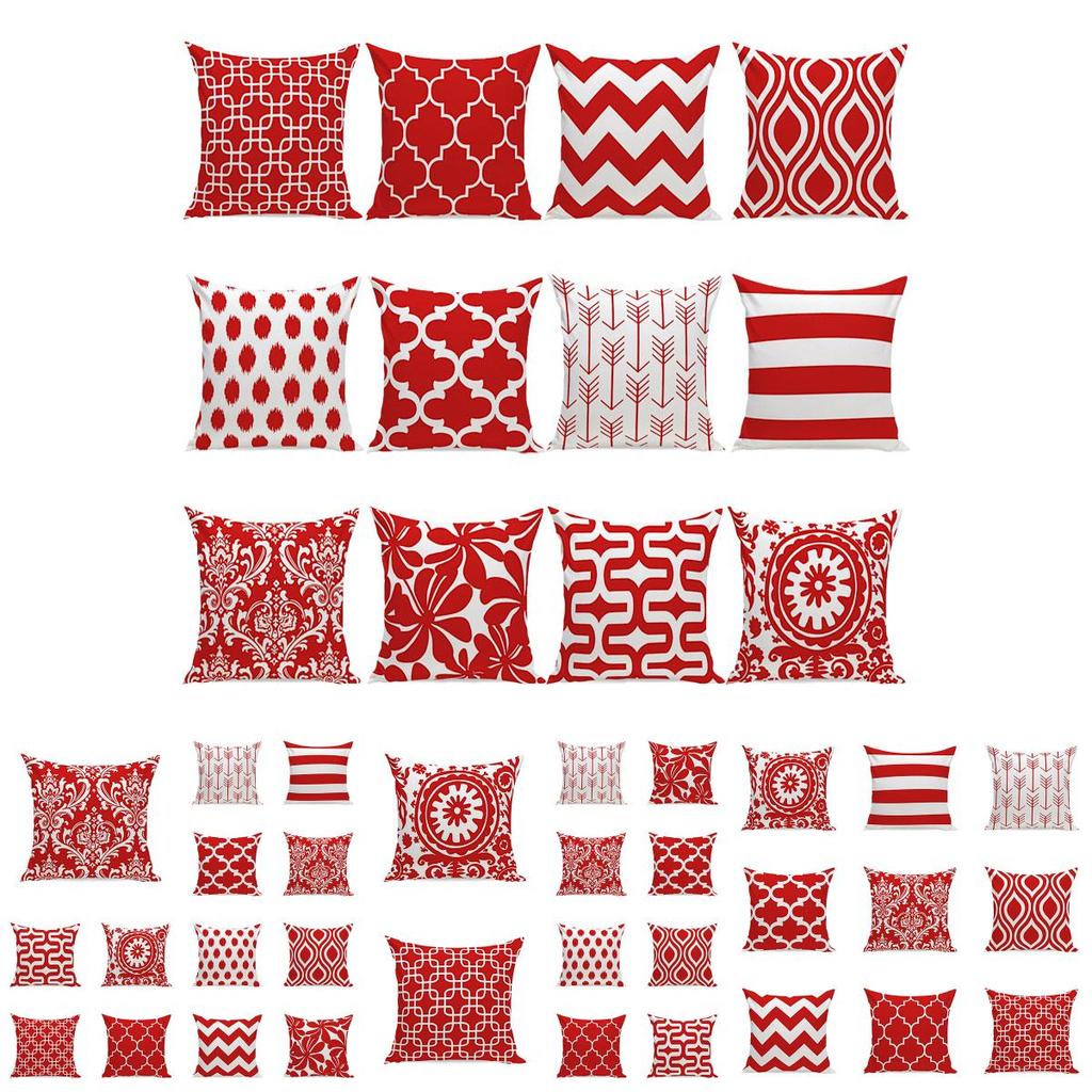 Stunning Red Geometric Wave Pillow Case For Sofa Car And Home Decoration