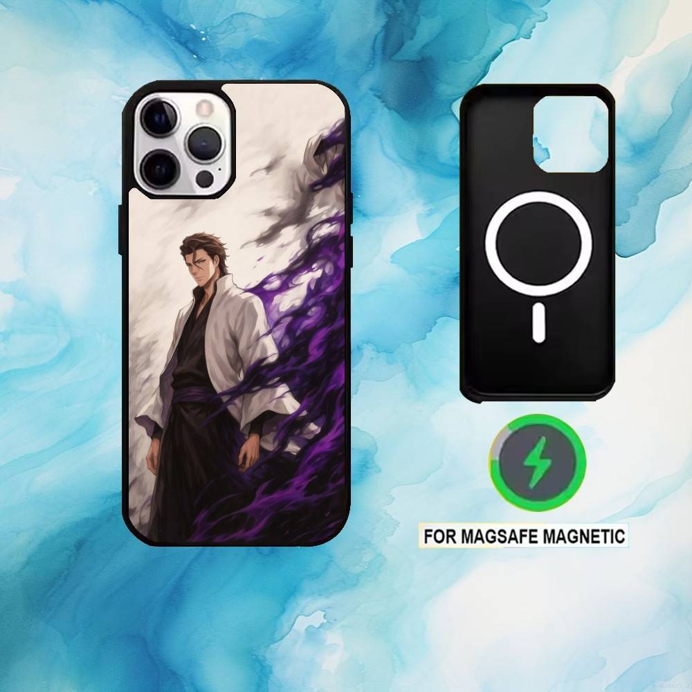 B-Bleach Anime Aizen Phone Case For iPhone17,16,15,14,13,12,11 Plus,Pro Max Magnetic For Magsafe Wireless Charging
