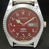 Generalüberholte japanische Citizen Automatik 8200 Herrenuhr mit arabischem rotem Zifferblatt a427217-2 QRL-a427217