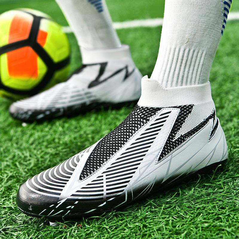 Football Shoes Lace-free Socks Football Shoes Male Students Game Training Shoes FG Sleeve Spikes