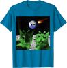 Alien Cats Moon Meteor Earth Invasion Graphic Tee Men's Casual Cotton T-Shirt