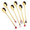 6 Christmas coffee spoons stainless steel Christmas tree snowman Christmas dessert tea spoons coffee dessert ice cream Sunday