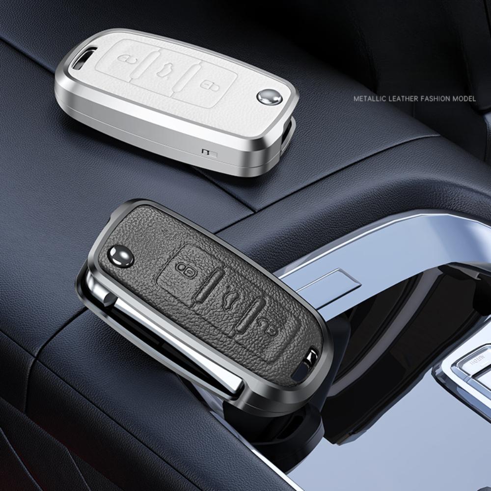 Alloy Leather Car Key Case Full Cover For Vw Volkswagen Polo Golf Passat Beetle Caddy T5 Up Eos Tiguan Skoda A5 Seat Leon Altea