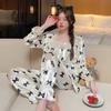 Autumn Spring Pajama Women New Golden Velvet Girls Lace Loungewear Set Square Neckline Sweet Leisure Loose Comfort Homewear Suit