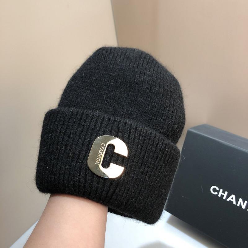 Big Head Circumference Rabbit Hair Knitted Hat Autumn and Winter Women's C Letter Tide White Gray Thickened Warm Ski Ear Protection Wool Cold Hat