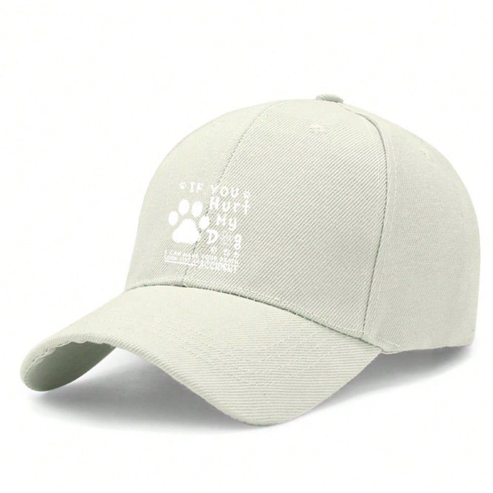 [Dog Lover Baseball Cap] If You Hurt My Dog Print Adjustable Unisex Polyester Breathable Lightweight Curved Brim Casual Daily Wear Hat - Dad Hat