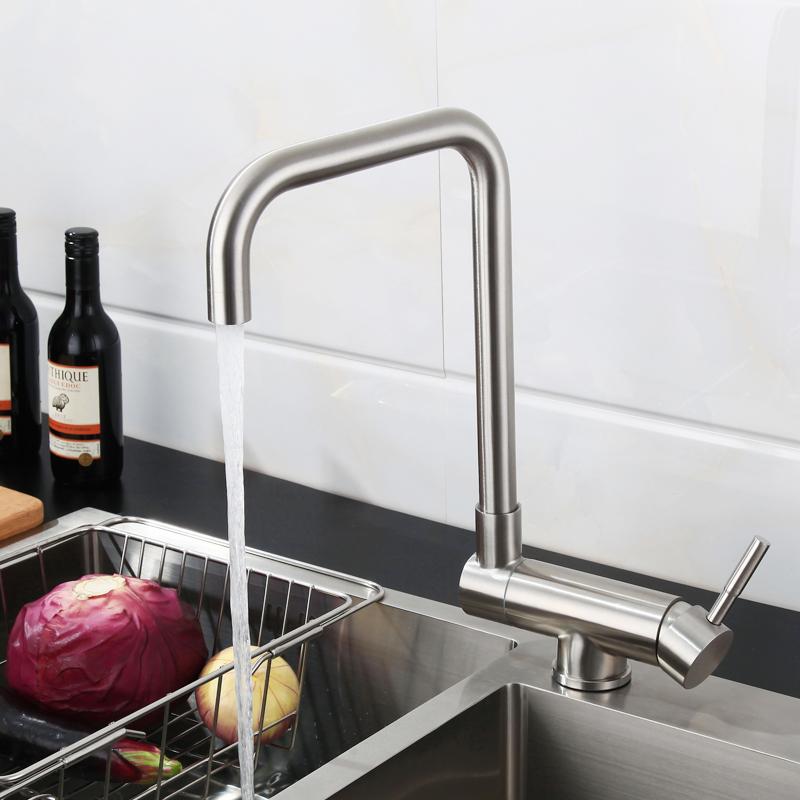 304 Stainless Steel Kitchen Sink Faucet Collapsible Rotating Basin Faucet Deck Mounted Cold And Hot Water sink Tap Nickel/Black