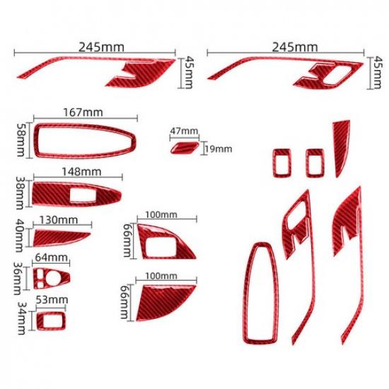 16Pcs Red Carbon Fiber Interior Door Control Kit Cover Trim For BMW X1 F48