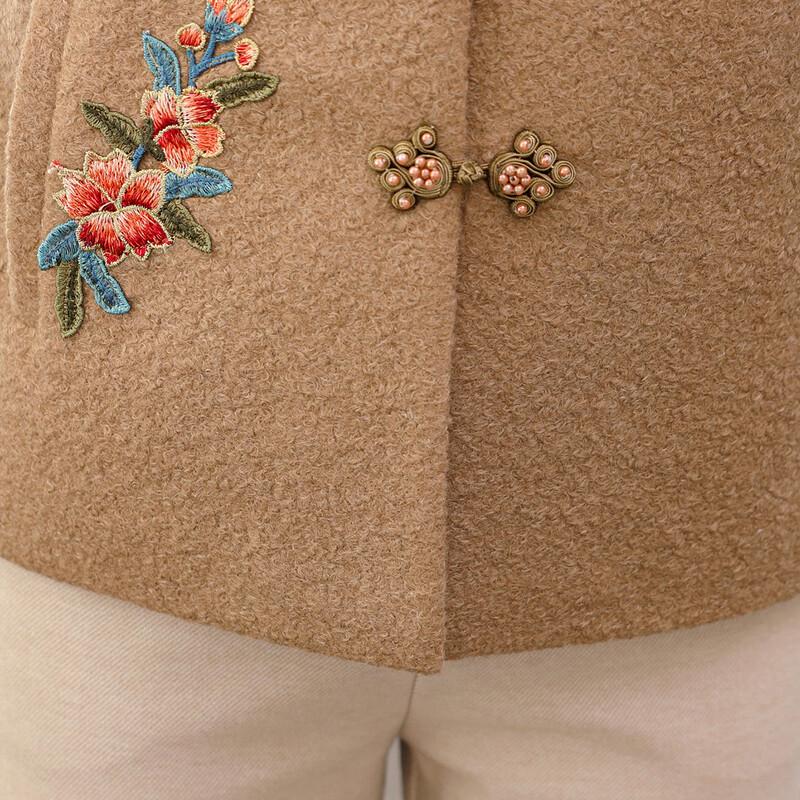 Paster 2025 Autumn/Winter Embroidered New Chinese Style Mother's Faux Wool Jacket