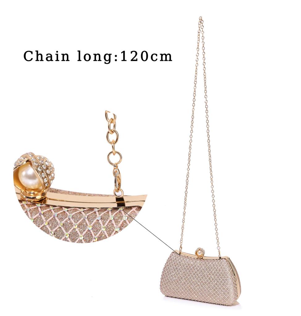 SHIMMER Party Bag, Clutch Bag, Wedding Bag, Handbag, 3-Way Shoulder Bag, Silver, Perfect for After-Parties, Receptions, Graduations, and More