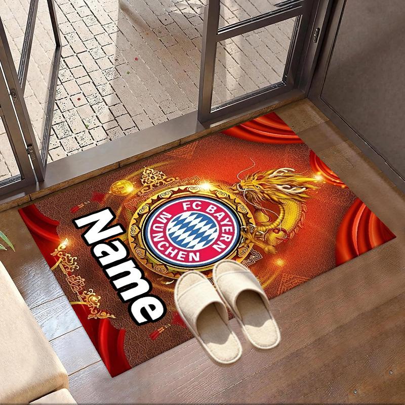 Custom Name Personalized FC Bayern Print Carpet, Versatile Home Decor Rug, for Playroom, Apartment, Balcony, Entryway, Hallway Gift