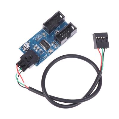 1 pièce Connecteur d'en-tête d'interface USB 9 broches Carte mère Extension Séparateur Câble 1 vers 2 Ordinateur de bureau Hubs USB 2.0 Adaptateur Port