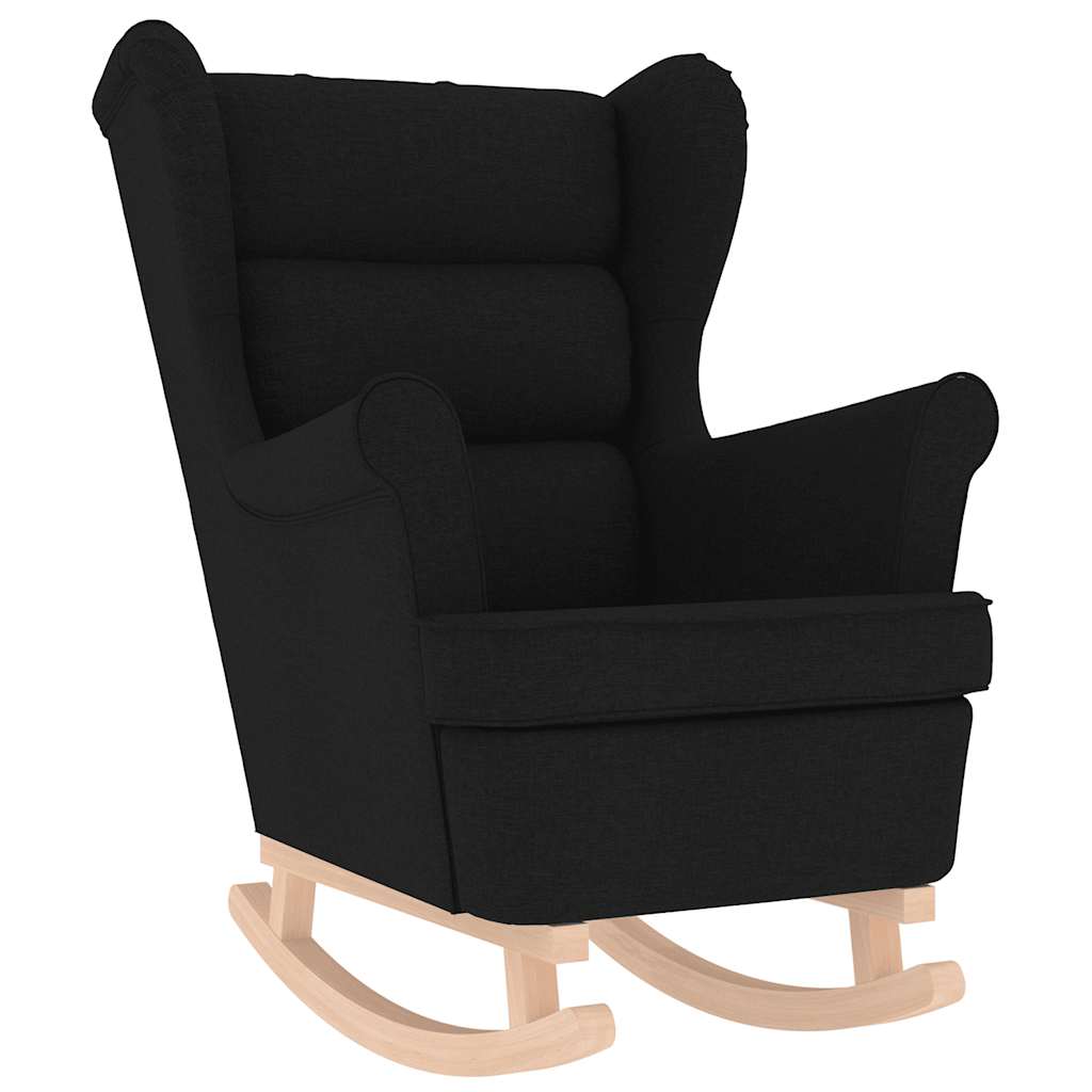 Rocking Chair with Footstool Black Fabric