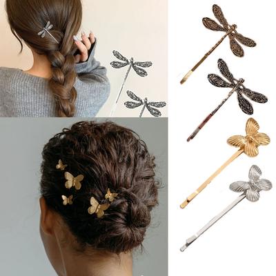 2 Stück Mode Europa und Amerika Retro Legierung Libelle Schmetterling Haarnadel Haarspangen für Frauen Mädchen Haarschmuck