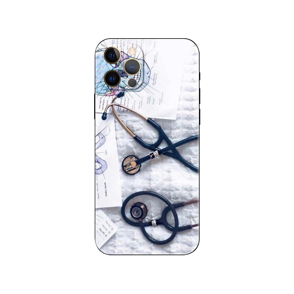 Black Tpu Case for Iphone 5 5s Se 2020 6 6s 7 8 Plus X 10 XR XS 11 12 13 Mini Pro MAX Back Cover Nurse Medical Medicine