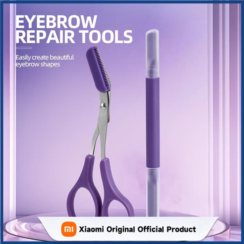 Xiaomi Dual-Ended Purple Eyebrow Trimmer Built-in Comb Purple Eyebrow Scissors Stainless Steel Precision Tool for Perfect Eyebrow