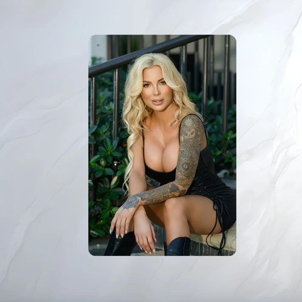 Metal Wall Art Sign Modern Blonde Black Fashion Plaque for Home Office Decor