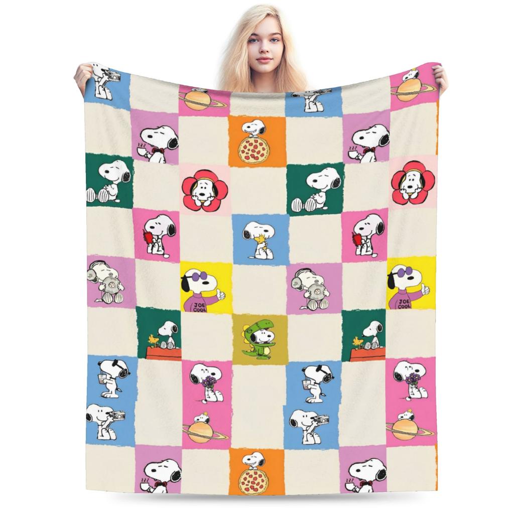 Snoopy & Woodstock Pattern Blankets Fleece Funny Soft Throw Blankets for Bedspread Winter