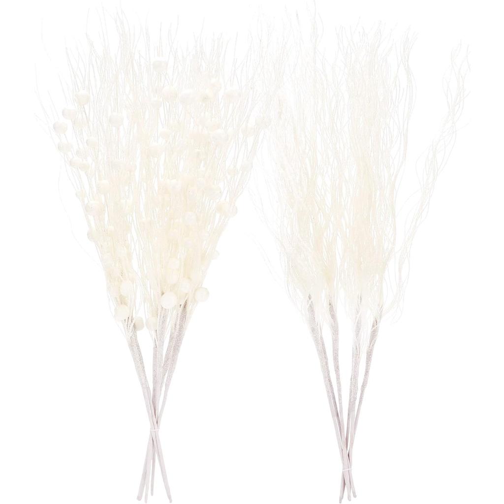 

2 шт. Рождественское украшение Искусственные цветы Блестящие ягоды Украшения для рождественской елки для домашнего декора Новогодние товары для вечеринки 2026 белый