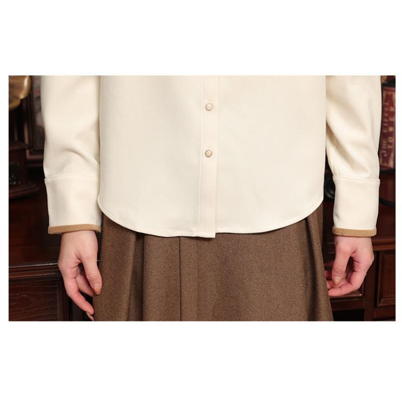 Dámská vintage manšestrová košile s broušeným povrchem na jaro a podzim, topy jako vnitřní spodní košile