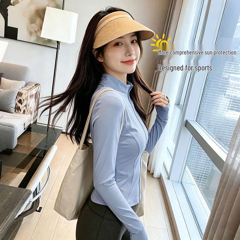 Women's Quick-Dry Stand Collar Fitness Jacket with Zipper - Breathable, Long Sleeve Sports Top for Running, Yoga, Outerwear.