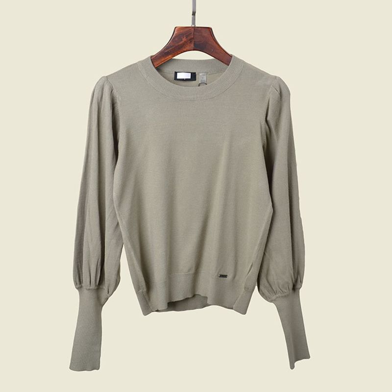 Japanese Style Lantern Sleeve Knitted Long Sleeve Foreign Trade Brand Fall and Winter Inner Wear Slimming Puff Sleeve Pullover Ins Base Top
