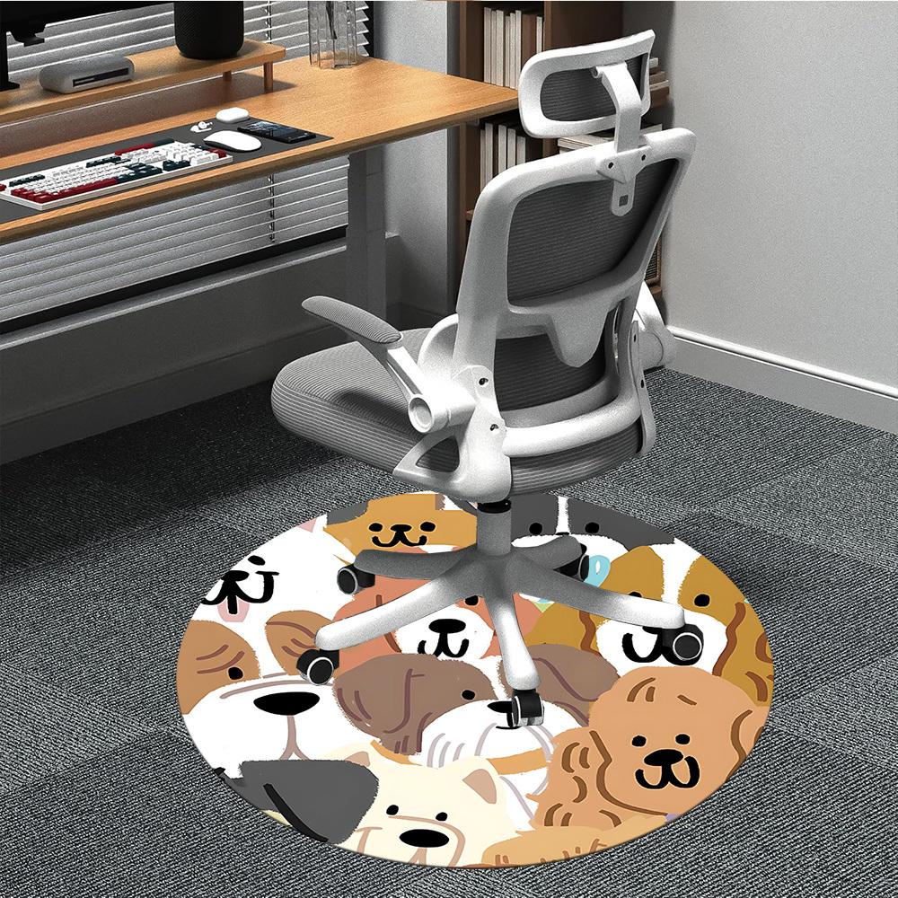 1PC Puppy Dogs Office Round Area Rug, Indoor Mat Suitable For Office, Under Office Chairs Bedroom Living Room Home Decor, Room Deco 156