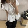 French Niche Doll Collar Ruffled Slimming Short Sleeve Shirt - Spring/Summer 2026 Collection