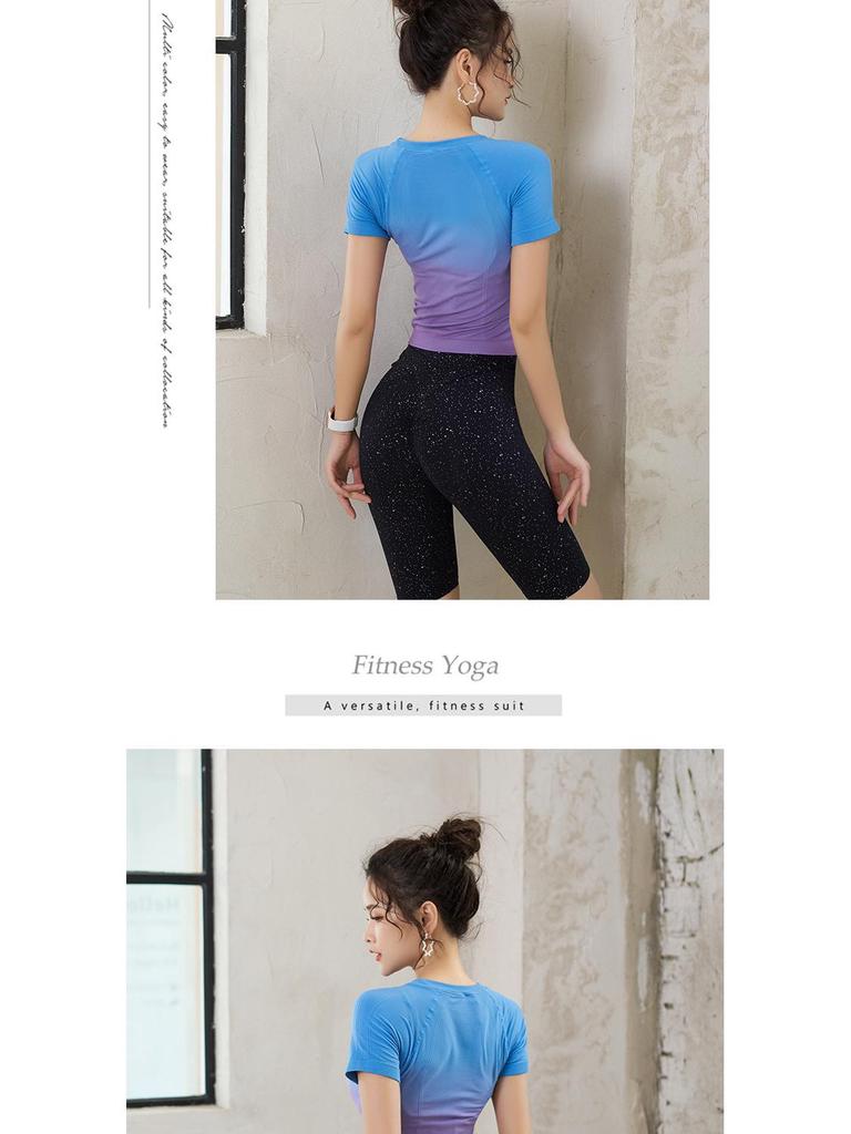 Women's Gradient Quick-Dry Yoga & Running Short-Sleeve Slimming Top