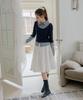 LETTER FROM MOON Chase Layered Collar Top (Navy)