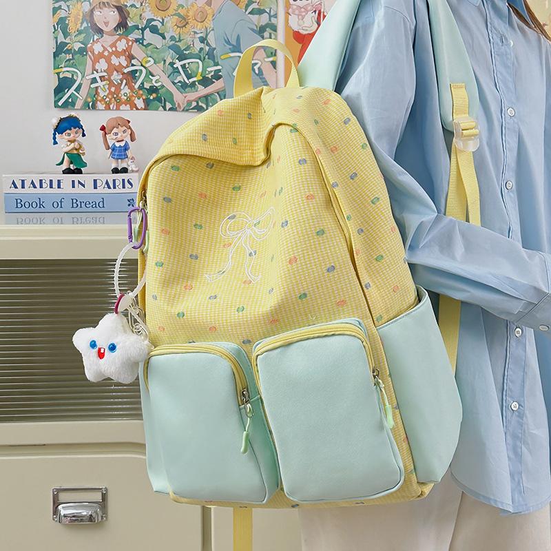 College style color matching backpack women's new schoolbag junior high school girls college students travel light backpack