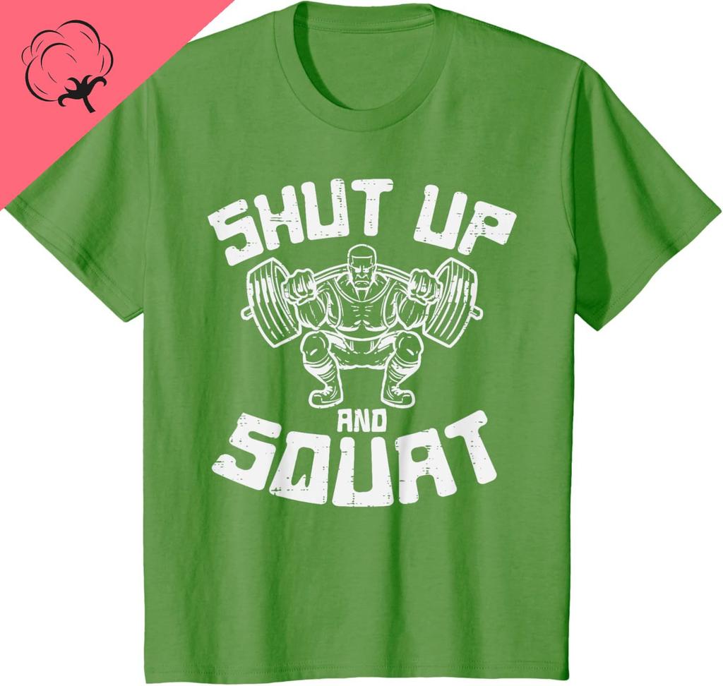 Unisex Women Cotton TShirt Workout Shut Up Squat Funny Gym Powerlift Leg Day Short Sleeve Oneck Sport Tops Camisa Top