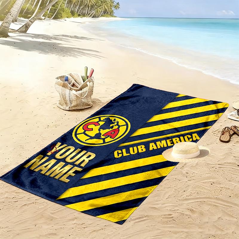 Name Custom Club America Print Beach Towel, Large Soft Quick Dry Towel for Beach Camping Swimming