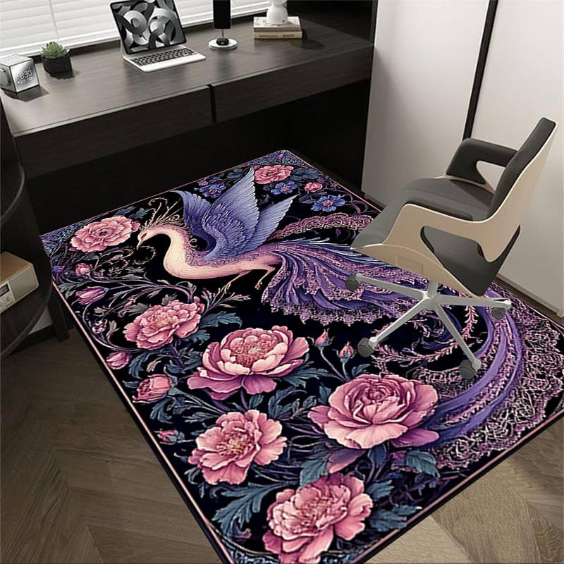 

1pc Phoenix Flowers Carpet Anti Slip Polyester Floor Mat for office.Bedroom 60cm by 90cm