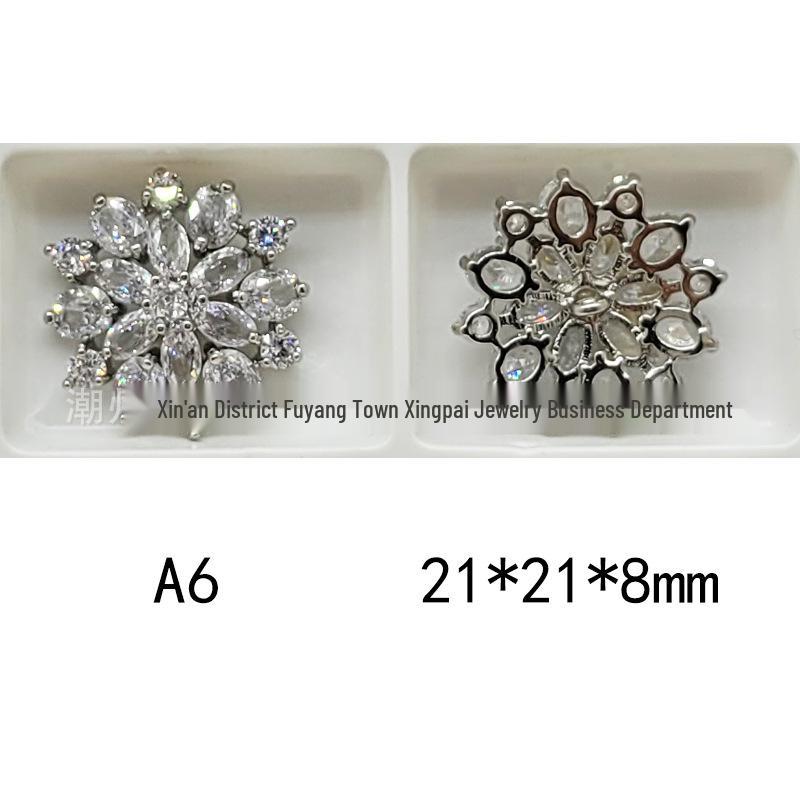Mixed Color Pavé Zirconia Decorative Metal Button