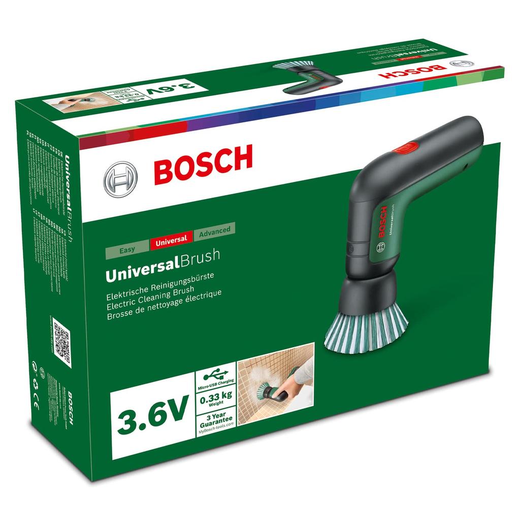 Bosch DIY Cordless Cleaning Brush Main Hard Detail Pad Hard Polishing Soft Polishing and Micro USB Perfect for Cleaning Wet Areas 3.6V (Includes