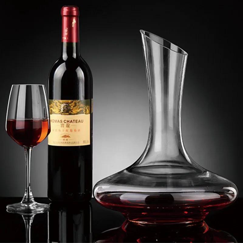 Flat Base Red Wine Decanter 1000ML Superior Handmade Crystal  Pourer Premium Water Carafe Thickened Wall