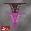 FINETOO 2 Stück/Set Damenunterwäsche Spitze Durchsichtige Unterhosen Sexy Atmungsaktiv Ausgeschnitten G-String Tanga Damen Niedrige Taille Sexy Dessous