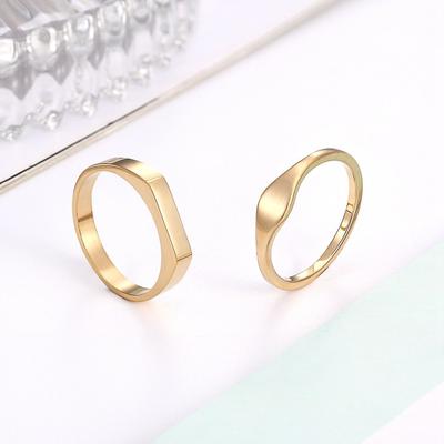 Irregular Titanium Steel Ring Retro Couple Ring Arc Mirror Ring Female Niche Design