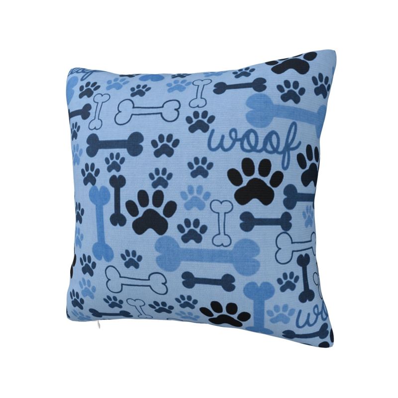 Dog Bones And Paw Throw Pillow Covers Living Room Decoration Animal Cushions Cover For Sofa Car Seat Square Polyester Pillowcase