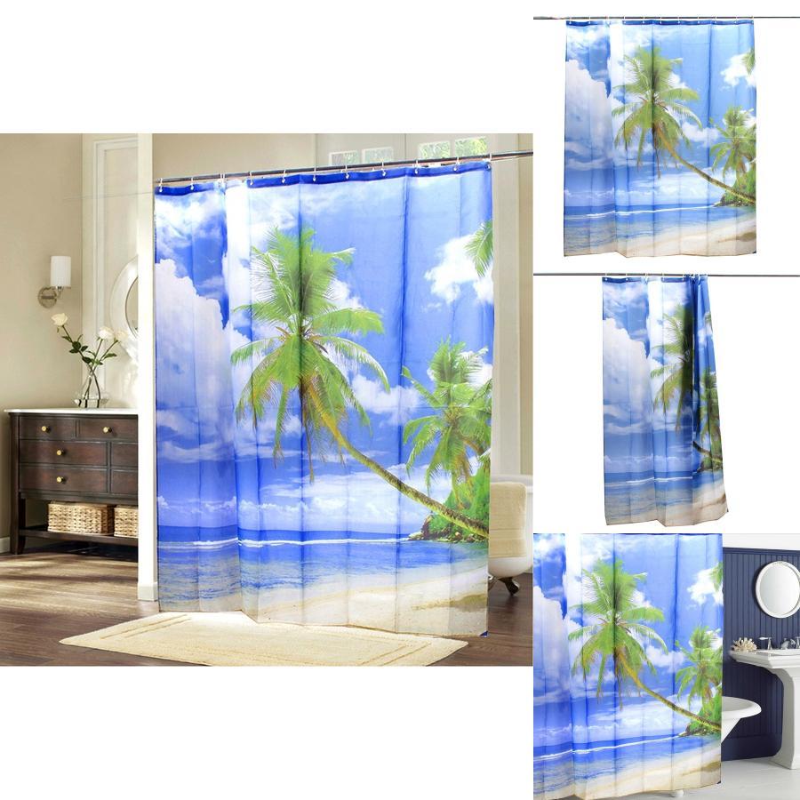 Luxurious Hawaii Beach Coconut Printed Polyester Shower Curtain For Ultimate Waterproof Protection