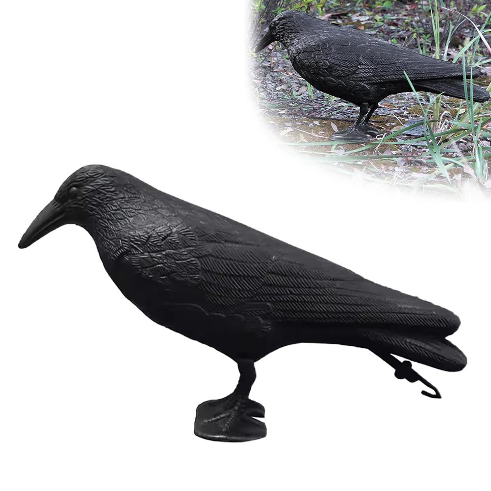 Simulation Crow Bird Repellent Garden Decor Pest Control Lifelike Raven Scarecrow For Outdoor Crops Pigeon Deterrent 1Pcs