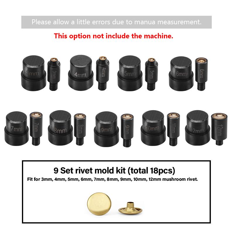 WUTA Manual Button Installation Tool Mute Punching Mushroom Rivets, Eyelet Hand Pressing (without /with Machine) DIY Craft Tools