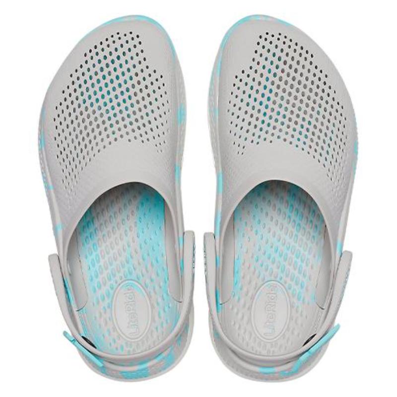 Crocs LiteRide Lightning Shoes Marbled Crocs Beach Sandals Hole Shoes Unisex Pearl White