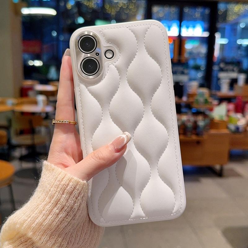 

For iPhone 16 Case Creative Chic Gourd Texture Leather+TPU Phone Cover Grey