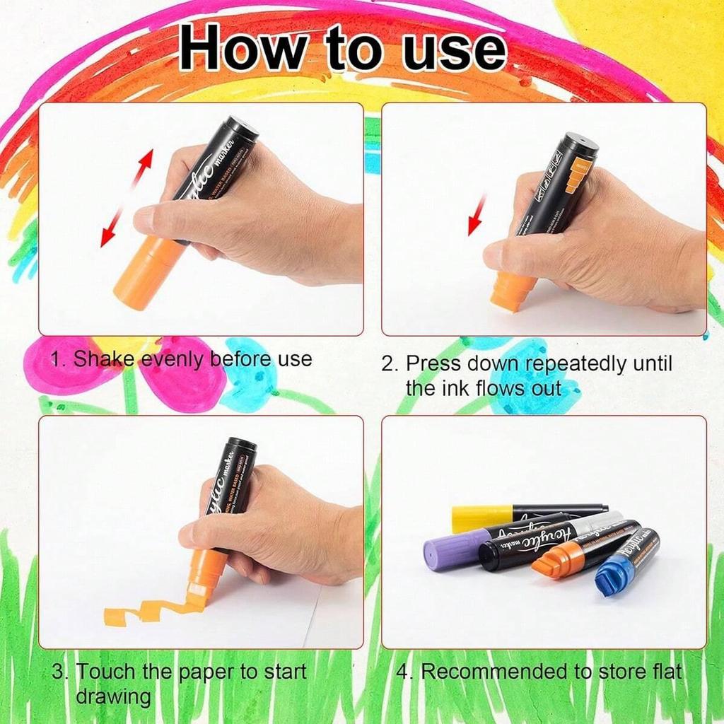 1pcs 15mm Large Capacity Acrylic Marker Pen Water-Based Painting & Graffiti Brush Pen For Art Use Student Back To School
