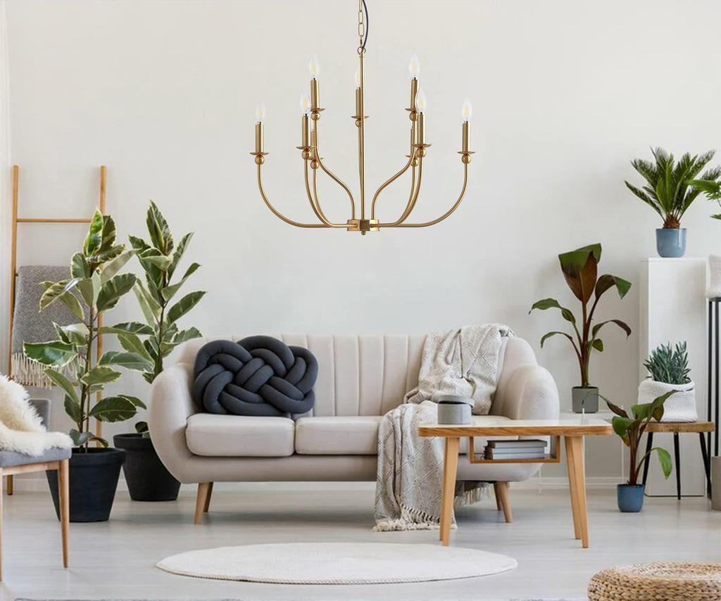 Contemporary Minimalist Wrought Iron Branch Chandelier for Living Room, Dining Room, Bedroom, Farmhouse, or Balcony Lighting.