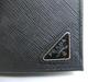 Authentic PRADA Saffiano Triangle Black Leather Bifold Long Flap Wallet #b088  Seller Refurbished