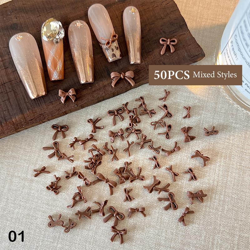 

50pcs Cute Bow Bear Capybara Resin Nail Art Decorations 3D Butterfly Nail Charm Jewelry Fashion DIY Accessories Manicure 1